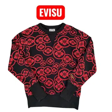 [EVISU] 에비수 긴팔 맨투맨 가문 레어 블랙 x 레드