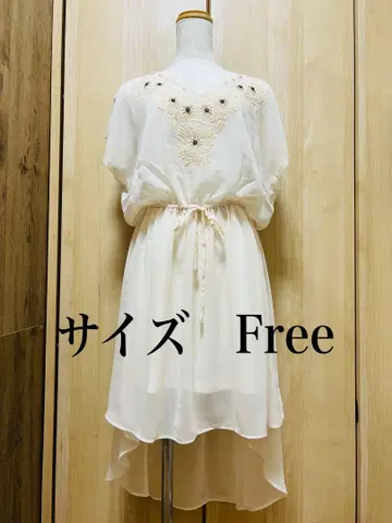 아이보리 하이 로우 헴 원피스 사이즈 Free