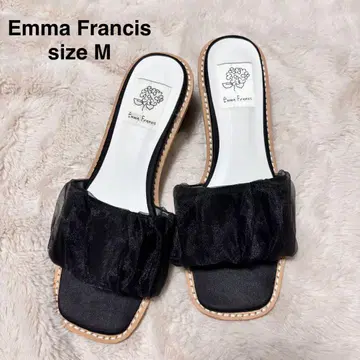 Emma Francis 새틴 쉬폰 샌들 블랙 새틴 M