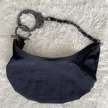 Cuffz by linz 블랙 나일론 수갑 스와로브스키 숄더백 y2K