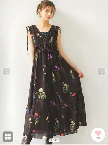 SNIDEL 택 포함 새상품 플라워 드로스트 디테일 원피스 25AW