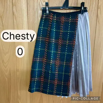 체스티 0 플리츠 이소재 체크 플리츠 스커트 chesty 12W701
