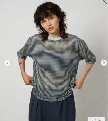 <6(ROKU)> 코튼 나일론 시어 보더 티셔츠