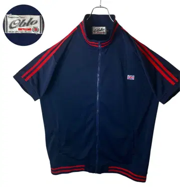 유니언 잭 와펜 로고 네이비 반팔 저지 트랙 자켓 빅 사이즈