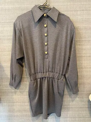 빈티지 파워 숄더 미니 원피스