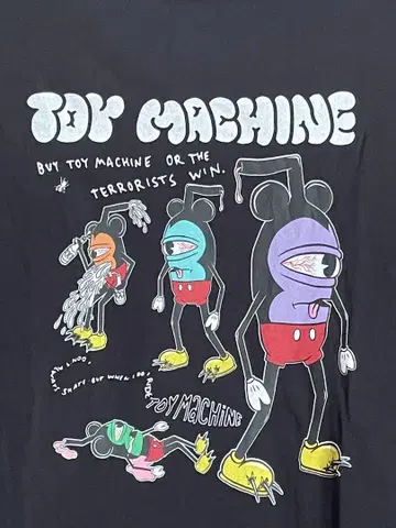TOY MACHINE 토이 머신 블랙 티셔츠 XL 사이즈