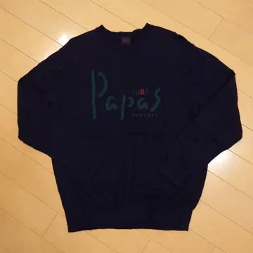 Papas 네이비 로고 프린트 긴팔 스웨터