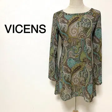 VICENS 멀티컬러 페이즐리 무늬 긴팔 튜닉 비침 원단