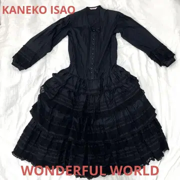 [ KANEKOISAO ] 원더풀 월드 프릴 원피스 블랙 드레스 핀턱