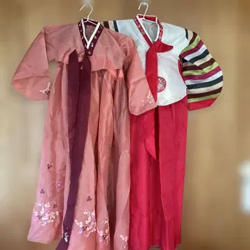 한국 전통 의상 한복 핑크 계열 95cm 미만 두 장 세트
