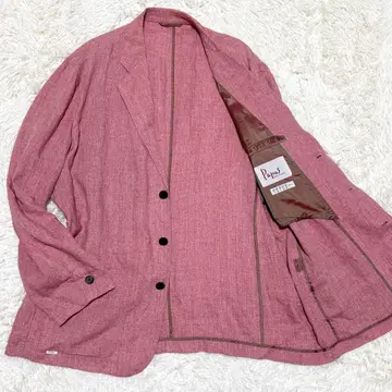 컨디션 최상 파파스 테일러드 자켓 린넨 100% 2XL 핑크 앙콘