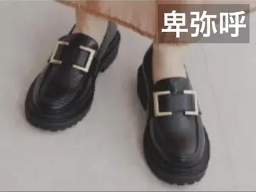 히미코 NICAL 버클 가죽 통굽 로퍼 블랙 23cm