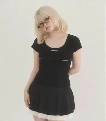 andmary Putty ribbon tops Black