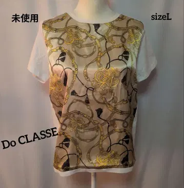 미사용 Do CLASSE 골드 컬러 체인 무늬 반팔 티셔츠