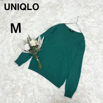 UNIQLO 캐시미어 100% 스웨터 V넥 그린 고급 M