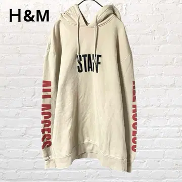 9567 H&M 에이치앤엠 긴팔 로고 후드티 베이지 맨투맨 S 구제 의류