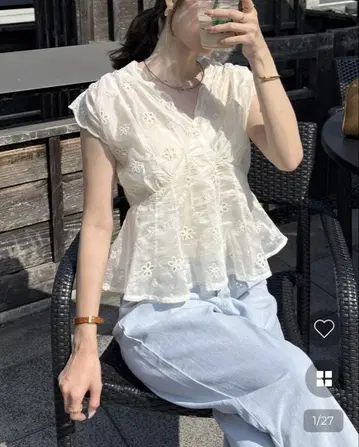 nugu aimey 자수 블라우스 꽃무늬