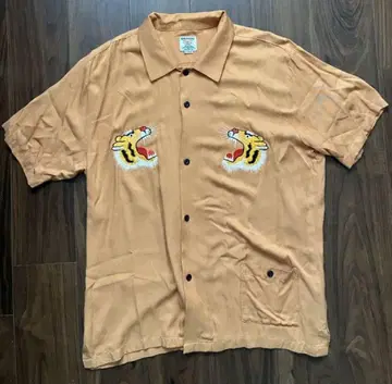 HOUSTON 반팔 워크 셔츠 X-LARGE 호랑이 자수