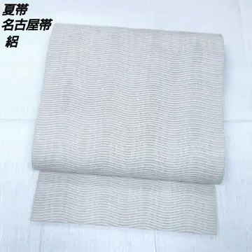 여름 오비 나고야 오비 명주 새상품급 라인 실버