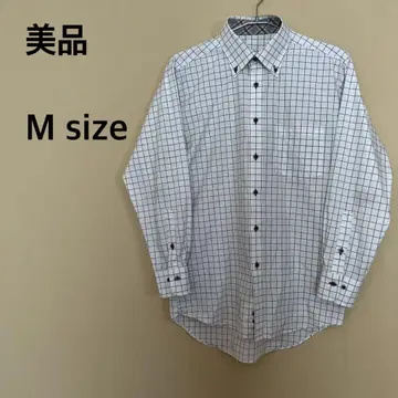 [새상품급] 남성용 와이셔츠 탑밸류 체크 무늬 긴팔 카라 부착 화이트