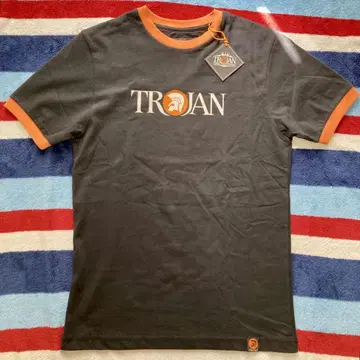 새상품 TROJAN 트로잔 티셔츠 블랙 S 링거