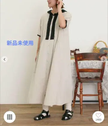 SM2 세일러 카라 플라켓 레이스 배색 원피스 아이보리
