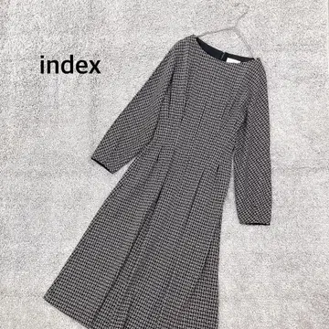 [ index ] 인덱스 턱 허리 체크 자카드 저지 원피스