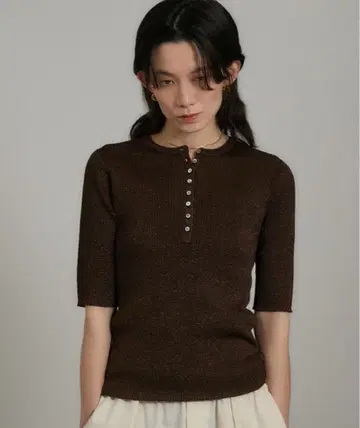 브라이트 리브 하프 슬리브 풀오버