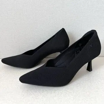 미사용급 VIVAIA Anna 니트 펌프스 스틸레토 블랙 24cm