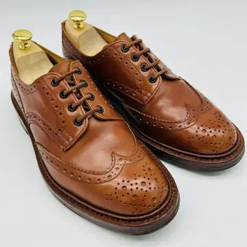 Tricker's 트리커즈 버튼 UK8.5 라이트 브라운 가죽 신발