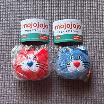 mojojojo 가챠 페이스 마스코트 고양이 빨강 파랑 레드 블루