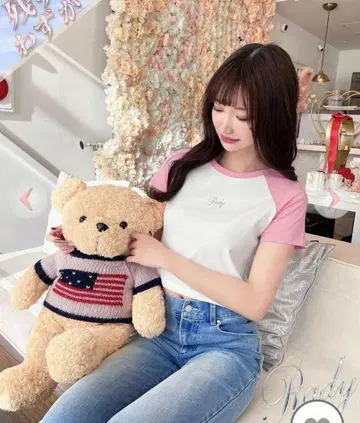 rady 래글런 로고 티셔츠 핑크