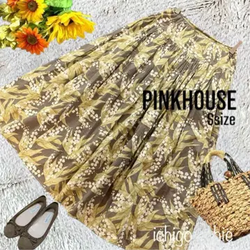 레어 PINK HOUSE 은방울꽃 패턴 롱 캉캉 스커트 S FM-381