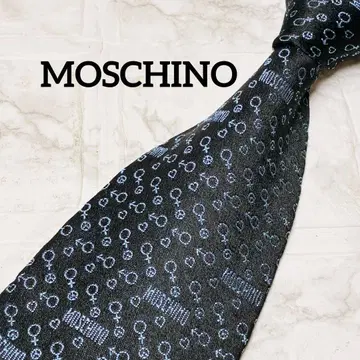 모스키노 MOSCHINO 넥타이 블랙 블루 올 패턴 로고