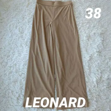 컨디션 최상 LEONARD 캉캉 소재 와이드 이지 팬츠 베이지 로고 자수