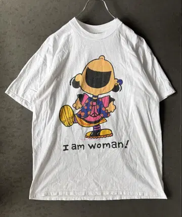 Vintage PEANUTS Lucy 'i am woman!' 티셔츠