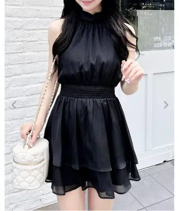 INGNI 2Way 리본 아메슬리 프릴 미니 원피스 M 블랙