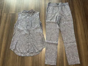 띠어리 theory 그레이 계열 슬리브리스 셔츠와 팬츠 세트 사이즈 S
