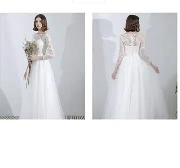화이트 웨딩 드레스 꽃무늬 자수