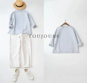 TOUJOURS 뚜쥬르 코튼 린넨 풀오버 티셔츠
