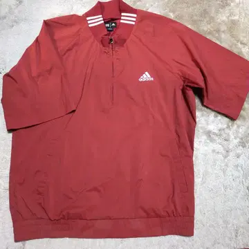 [미사용!!] adidas 빨간색 하프 지퍼 자켓 반팔 남성용 M 사이즈