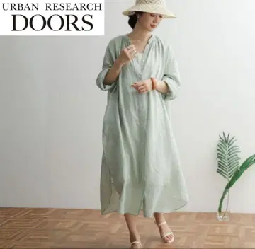어반 리서치 도어즈 린넨 개더 원피스 밴드 칼라 민트 S 사이즈