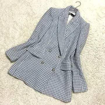 ZARA 자라 트위드 더블 자켓 은색 버튼 사이즈 XS