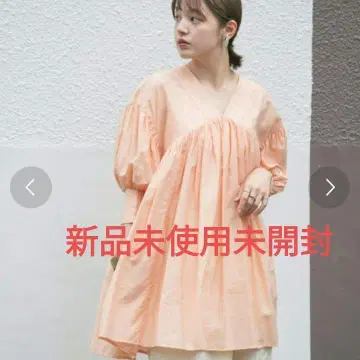 KBF 24SS 볼륨 개더 미니 원피스 린넨 혼방 연어 PK