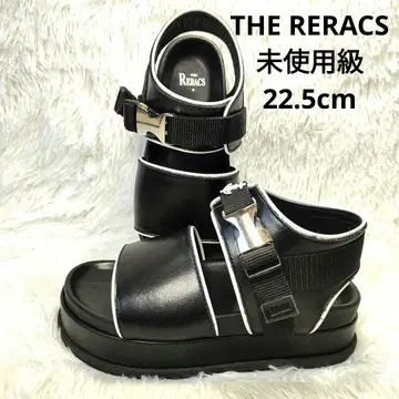 미사용급 THE RERACS 가죽 샌들 통굽 22.5 블랙