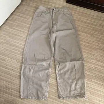 베이지 와이드 팬츠 밴딩