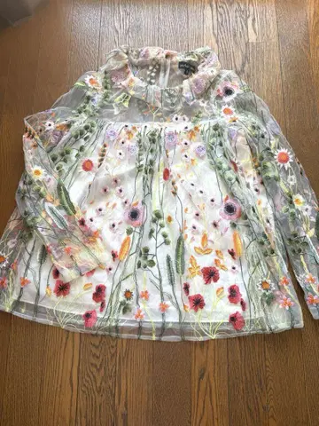 꽃 자수 블라우스 sister Jane 시스루 긴팔 사이즈 S