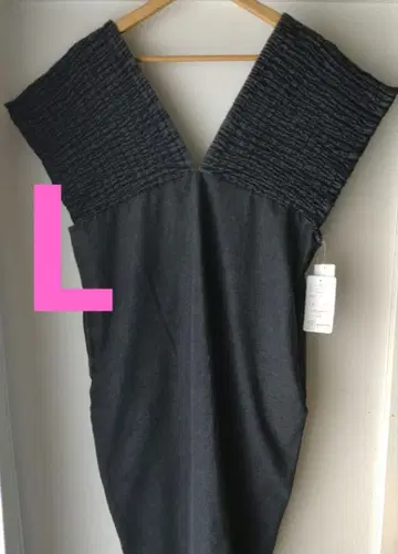 [새상품] 시마무라 데님 셔링 원피스 블랙 L 사이즈