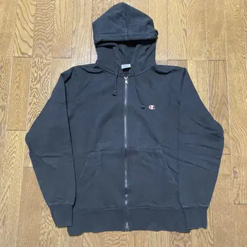 Champion 블랙 집업 후드티 L