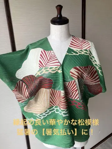 기모노 리메이크 뒤집어쓰는 블라우스, 순수 실크 소나무 무늬